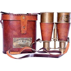 Vintage Brass Binocular Antique Look Handmade Spyglass Maritime London 1915 Nautical Brass & Leather Solid Design Binocular for Home & Office Decoration