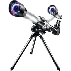 Telescope for Kids Adults Beginner 50Mm Refractor Astronomy Telescope with Finder Scope &Amp; Tripod Multi-Powered Eyepiece Monocular for Watching (Silver One Size)