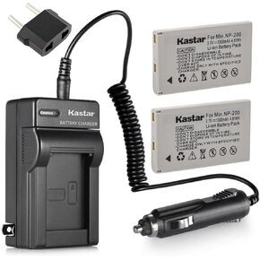 بطارية KASTAR NP-200 (2 عبوة) ومجموعة الشاحن لـ DIMAG X DIMAG XG DIMAG X6 DIMAG XI DIMAG XT DIMAG XT BIZ CAMERAS