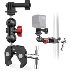 Super Clamp Mount Kit with 360° Ballhead Magic Arm – Universal Camera Mount with 1/4"-20 Screws for DSLR Camera,Led Lights,Action Cameras,and More
