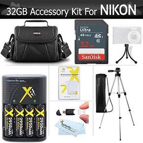 32GB Accessory Kit for Nikon Coolpix B500, L330, L340, L810 L820 L830 L840 Digital Camera Includes 32GB High Speed SD Memory Card + 4AA Rechargeable NIMH Batteries + Rapid Charger + Case + Tripod ++