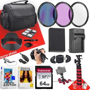 حزمة ملحقات 58 ملم لـ Canon EOS Rebel: T8i ، T7i ، T6i ، T6S ، SL3 ، SL2 ؛ 77D ، R8 + 64GB TRANSCEND SD بطاقة الذاكرة + البطارية + شاحن البطارية + مرشحات + TRIPOD العنكبوت + المزيد (حزمة 18PC)