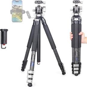 INNOREL Carbon Fiber Tripod GT254CF Professional Compact Portable Tripod for DSLR Camera Lightweight Camera Stand with Low Gravity Center Ball Head Special-Shaped Center Column Max Load 33.1lbs/15kg