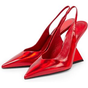 Women's Wedge Heeled Slingback Sandals Closed Pointed Toe Shaped Slope Heels Elastic Ankle Strap Slip On Pumps Ladies Casual Fashion Dress Shoes