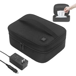 ​​Baby Wipe Warmer with Temperature Control & Car Adapter - Portable Wet Wipes Warmer, 5L Large Capacity Multi-Use Heater Bag for Diaper Wipes/Baby Bottle/Towels-Home/Outdoor Travel Use
