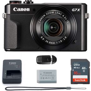 Canon PowerShot G7 X Mark II (Black) International Version - 16GB Basic Accessories Bundle (Renewed)