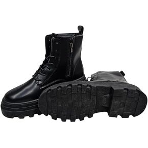 Combat Boots for Women, Platform Lug Sole, Lace-up Military Style Ankle Boots