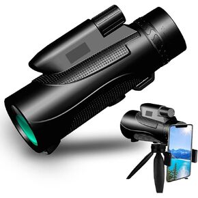 12x50 Monocular Telescope with Smartphone Holder Tripod for Adults Kids, HD Compact Waterproof Portable Monocular Scope with Clear for Bird Watching Hunting Hiking Travel Camping