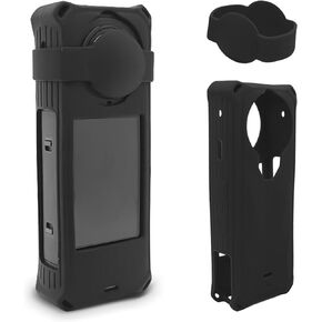 Protective Silicone Case for Insta360 X5, Insta 360 X5 Camera Lens Protector Cover Accessories (Black)