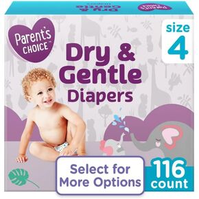 Parents Choice Dry & Gentle Diapers, Size 4~116 Count (Pack of 1)