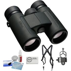 Nikon PROSTAFF P3 8x30 Binoculars Bundled with Harness + 5-Piece Cleaning Kit + Smartphone to Binocular Adapter + Microfiber Cleaning Cloth (5 Items)
