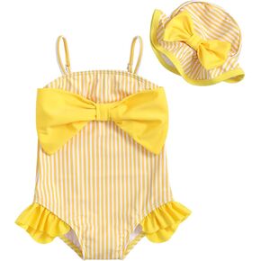 Toddler Baby Girl Swimsuit Color Block Stripe Beach One-Piece Swimwear Infant Bathing Suits Summer for Girls