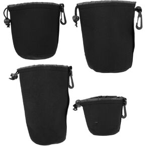 NUOBESTY 4Pcs Camera Lens Pouch Durable Lens Protection Case for Safe Storage Drawstring Design for Moisture Dust and Impact Defense
