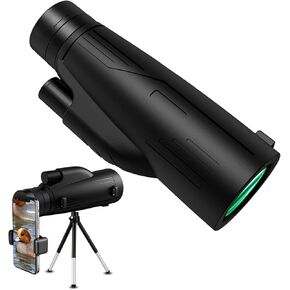 12x50 HD Monocular Telescope, High Powered Monocular for Adults with Smartphone Adapter & Tripod, Monocular for Camping Hiking Bird Watching