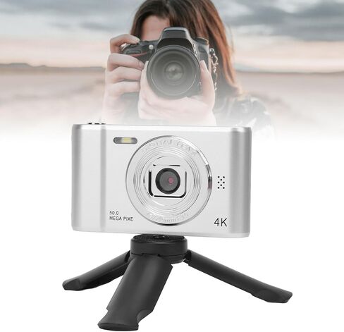 Digital Camera, 4K Video Recording Camera with 8X Digital Zoom 2.4in Screen, Built in Mic Flash, 50MP Vlogging Camera Compact Small Camera for Children Teens (64GB) in Saudi Arabia
