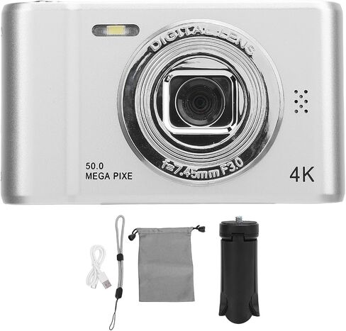 Digital Camera, 4K Video Recording Camera with 8X Digital Zoom 2.4in Screen, Built in Mic Flash, 50MP Vlogging Camera Compact Small Camera for Children Teens (64GB) in Saudi Arabia