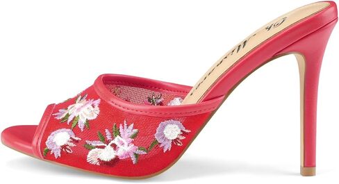 Oh Mispares Heeled Mules for Women High Heel Floral Sandals Mesh Embroidered Stiletto Slip-on Open Toe Elegant Dress Shoes for Wedding Prom Party in Kuwait