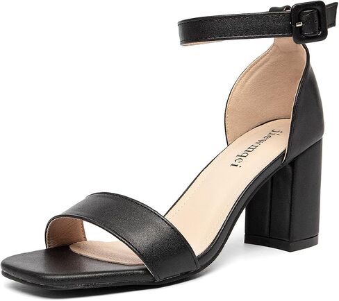 Women's Small Heel Sandals Gold Metallic Ankle Strap High Heel Sandals Square Open Toe Dress Party Shoes 3-Inch Heel in Saudi Arabia