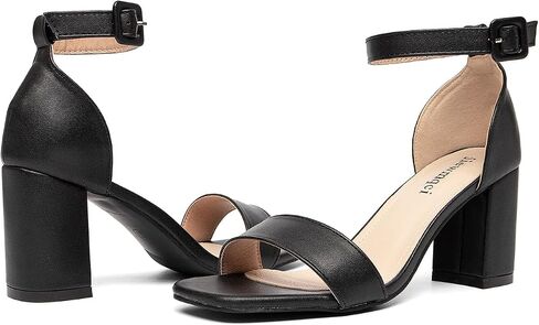 Women's Small Heel Sandals Gold Metallic Ankle Strap High Heel Sandals Square Open Toe Dress Party Shoes 3-Inch Heel in Saudi Arabia