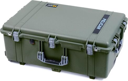 Pelican 1650 Case by ColorCase - OD Green - Large Sized Waterproof Rolling Case - Empty (Case Only) - Black Handles & Latches in Saudi Arabia