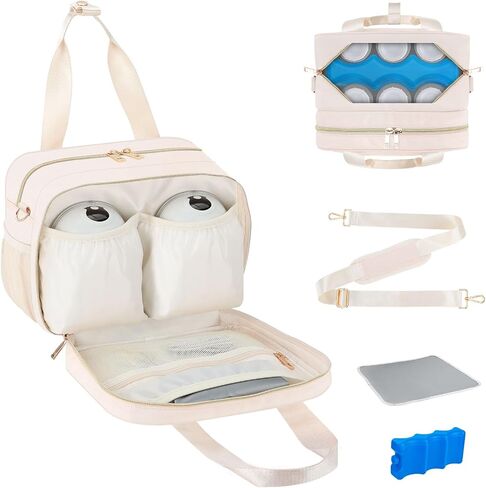 PIIOSER Breastmilk Cooler Bag with Ice Pack, Fits 6 Baby Bottles Up to 9 Ounce, Insulated Bottle Travel Bags with Shoulder Strap-Wearable Breast Pump Carrying Case for Nursing & Working Moms in Kuwait