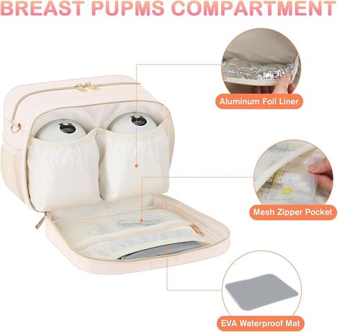PIIOSER Breastmilk Cooler Bag with Ice Pack, Fits 6 Baby Bottles Up to 9 Ounce, Insulated Bottle Travel Bags with Shoulder Strap-Wearable Breast Pump Carrying Case for Nursing & Working Moms in Kuwait