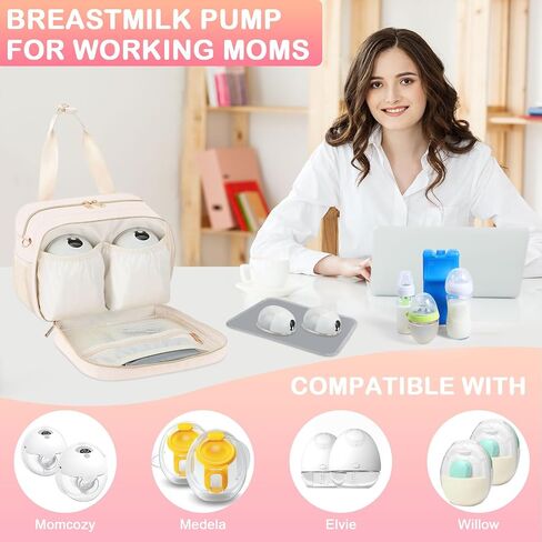 PIIOSER Breastmilk Cooler Bag with Ice Pack, Fits 6 Baby Bottles Up to 9 Ounce, Insulated Bottle Travel Bags with Shoulder Strap-Wearable Breast Pump Carrying Case for Nursing & Working Moms in Kuwait