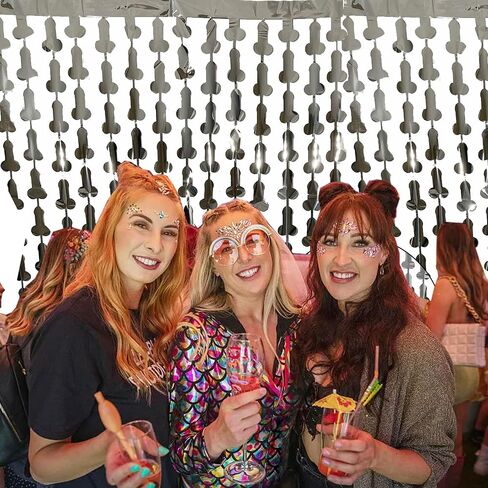 Fringe Curtain Streamers Backdrop Curtains for Bachelorette Party Decorations Wedding Bridal Shower Decor Hen Party Backgrounds Photo Shoot Props-2 Pack of 3.3x6.6ft（Silver） in Kuwait