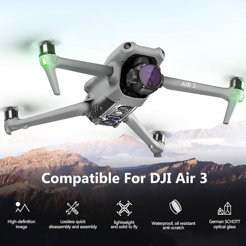STARTRC 4 Pack ND/PL Filter Set for DJI Air 3 Accessories,Multi Coated HD Glass,No Color Cast&Remove Glare,ND8/PL ND16/PL ND32/PL ND64/PL Filter Aluminum Version in Saudi Arabia