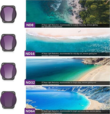 STARTRC 4 Pack ND/PL Filter Set for DJI Air 3 Accessories,Multi Coated HD Glass,No Color Cast&Remove Glare,ND8/PL ND16/PL ND32/PL ND64/PL Filter Aluminum Version in Saudi Arabia