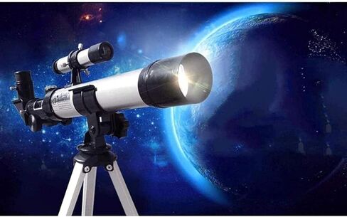 Telescope 90X الفضاء الفلكي للأطفال 40 مم مبتدئين علم الفلك أحادي الانكسار مع 2 العدسة ترايبود البالغين فائقة السفر عائلة لطيفة (أبيض) in Kuwait