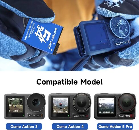 2 حزمة OSMO ACTION 5 PRO/4/3 استبدال البطارية متوافق مع DJI OSMO ACTION 5 PRO ، OSMO ACTION 4 ، OSMO ACTION 3 CAMERAS UPGRADE 2250MAH/8.66WH 3.85V in Kuwait