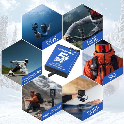 2 حزمة OSMO ACTION 5 PRO/4/3 استبدال البطارية متوافق مع DJI OSMO ACTION 5 PRO ، OSMO ACTION 4 ، OSMO ACTION 3 CAMERAS UPGRADE 2250MAH/8.66WH 3.85V in Kuwait