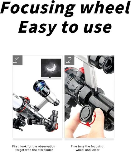 Telescope for Kids Adults Beginner 50Mm Refractor Astronomy Telescope with Finder Scope &Amp; Tripod Multi-Powered Eyepiece Monocular for Watching (Silver One Size) in Kuwait