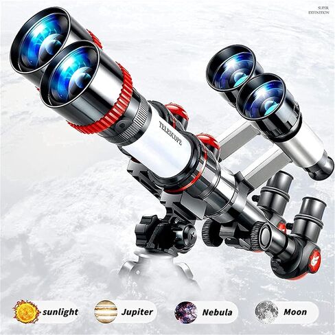 Telescope for Kids Adults Beginner 50Mm Refractor Astronomy Telescope with Finder Scope &Amp; Tripod Multi-Powered Eyepiece Monocular for Watching (Silver One Size) in Kuwait