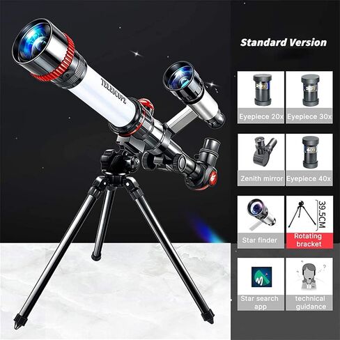 Astronomical Telescope 50mm Aperture & 600mm Focal Length Outdoor Monocular Space Telescope with Tripod & Finder Scope Ideal for Kids and Beginne (White) in Saudi Arabia