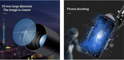 Telescope Telescope Telescope 50 ملم تلسكوب خفيفة الوزن خفيفة الوزن - العدسة عالية الدقة - تلسكوب مثالي للأطفال والمبتدئين (اللون: A+Smartphone Stand) (أ) in Saudi Arabia