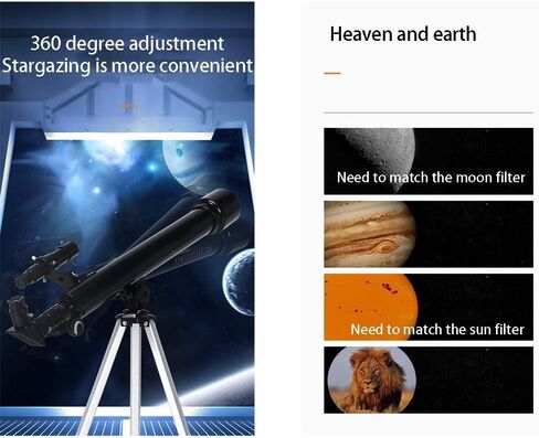 Telescope Telescope Telescope 50 ملم تلسكوب خفيفة الوزن خفيفة الوزن - العدسة عالية الدقة - تلسكوب مثالي للأطفال والمبتدئين (اللون: A+Smartphone Stand) (أ) in Saudi Arabia