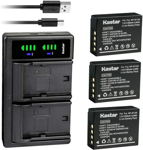 Kastar 4-Pack Battery and LTD2 USB Charger Replacement for Fujifilm NP-W126, NP-W126s Battery, Fujifilm BC-W126 Charger, Fujifilm HS30EXR, HS33EXR, HS35EXR, HS50EXR, X-PRO1, X-PRO2 Digital Cameras in Saudi Arabia