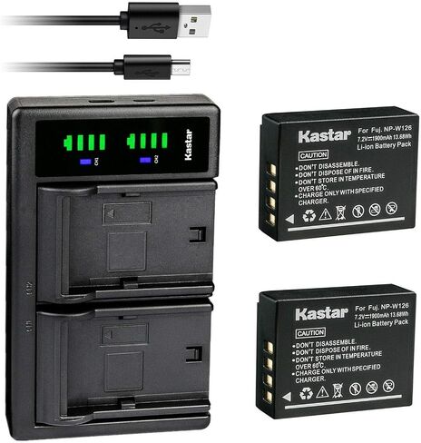 Kastar 4-Pack Battery and LTD2 USB Charger Replacement for Fujifilm NP-W126, NP-W126s Battery, Fujifilm BC-W126 Charger, Fujifilm HS30EXR, HS33EXR, HS35EXR, HS50EXR, X-PRO1, X-PRO2 Digital Cameras in Saudi Arabia