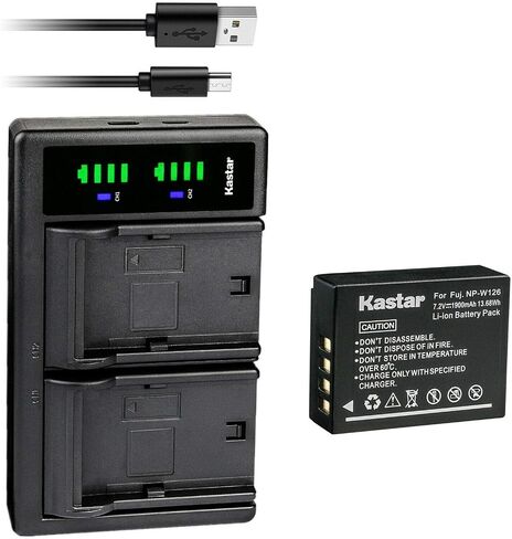 Kastar 4-Pack Battery and LTD2 USB Charger Replacement for Fujifilm NP-W126, NP-W126s Battery, Fujifilm BC-W126 Charger, Fujifilm HS30EXR, HS33EXR, HS35EXR, HS50EXR, X-PRO1, X-PRO2 Digital Cameras in Saudi Arabia