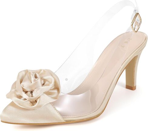 Allegra K Women's Clear Flower Stiletto Heel Sandals Pointed Toe Slingback Pumps in Kuwait
