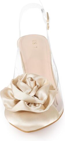 Allegra K Women's Clear Flower Stiletto Heel Sandals Pointed Toe Slingback Pumps in Kuwait