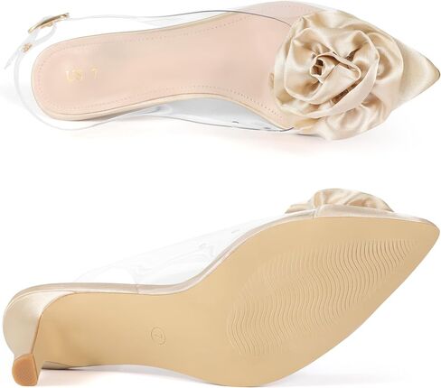 Allegra K Women's Clear Flower Stiletto Heel Sandals Pointed Toe Slingback Pumps in Kuwait