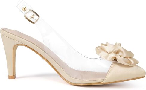 Allegra K Women's Clear Flower Stiletto Heel Sandals Pointed Toe Slingback Pumps in Kuwait