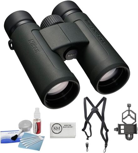 Nikon Prostaff P3 8x30 مناظير مجمعة مع مجموعة من 5 قطع تنظيف + هاتف ذكي إلى محول مجهر + قطعة قماش لتنظيف الألياف الدقيقة (5 عناصر) in Saudi Arabia