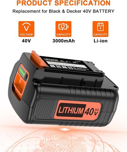 20 Volt MAX 2.0AH Battery Compatible with Black and Decker 20v Lithium Battery lbxr20 lbxr2020 LBXR2520 LB2X4020，Compatible with All Black and Decker 20V Power+ Tools LDX120C LST300 in Saudi Arabia