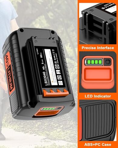 20 Volt MAX 2.0AH Battery Compatible with Black and Decker 20v Lithium Battery lbxr20 lbxr2020 LBXR2520 LB2X4020，Compatible with All Black and Decker 20V Power+ Tools LDX120C LST300 in Saudi Arabia