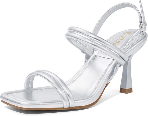 ZURIN Womens Strappy Sandals Stiletto Heels Square Open Toe Ankle Strap Dress Shoes 3 Inch Kitten Heeled Sandals for Wedding Bridal Evening Party Prom Summer in Kuwait
