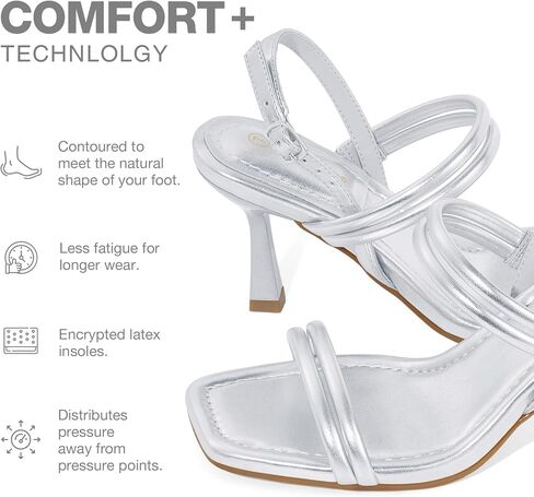 ZURIN Womens Strappy Sandals Stiletto Heels Square Open Toe Ankle Strap Dress Shoes 3 Inch Kitten Heeled Sandals for Wedding Bridal Evening Party Prom Summer in Kuwait